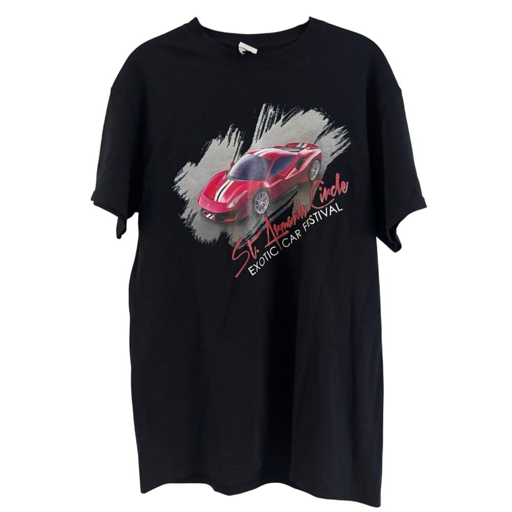 Vintage Gilden Ferrari Exotic Car Festival Graphic T Shirt Black Sz Small Cotton